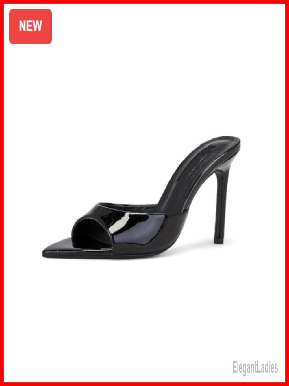 PU Leather Pointed Toe Stiletto Heeled Sandals Slip On Backless High Heels